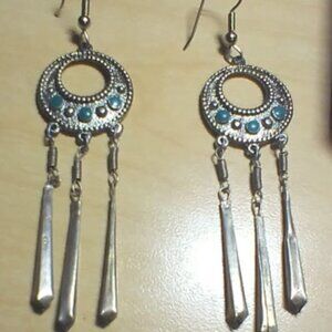 💖💖Boho Style Dangle Earring’s-Green & Antique Silver💖💖